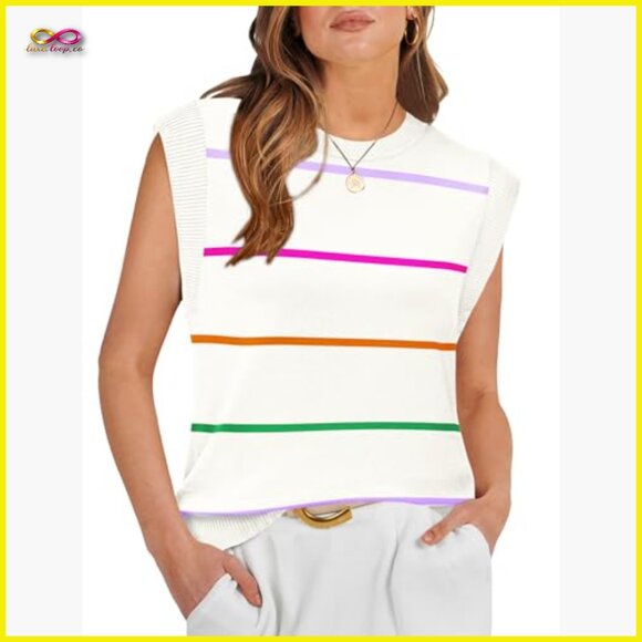 Cropped Ribbed Tank Top Buttery Soft Knit Crew Neck Sleeveless Chic - Picture 4 of 7